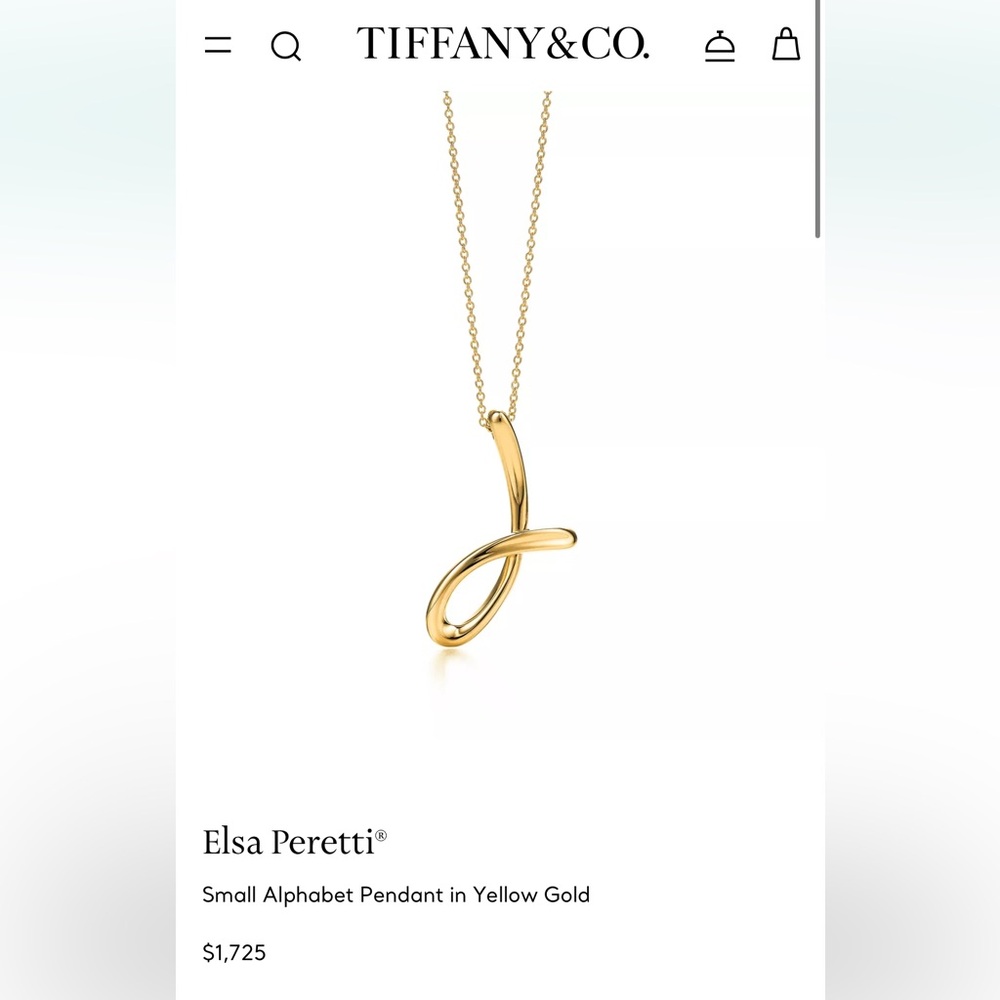 Tiffany & Co. 18K Yellow Gold Letter “J” Pendant Necklace 16”